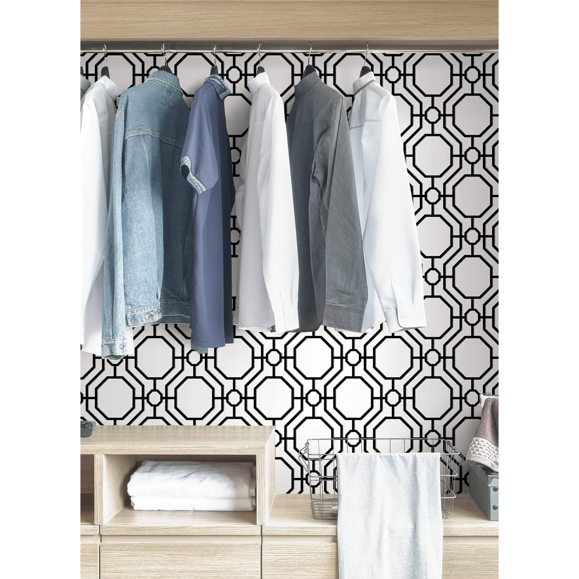 InHome Crawford Black & White Peel & Stick Wallpaper